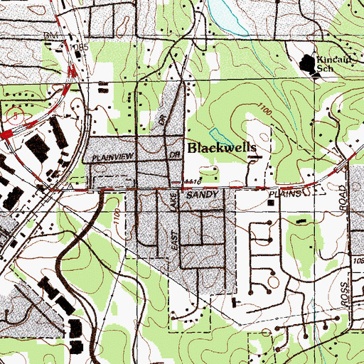 Topographic Map of Blackwells, GA