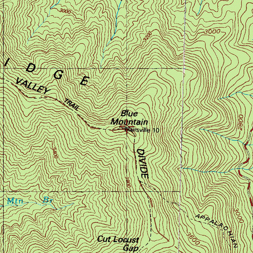 Topographic Map of Blue Mountain, GA