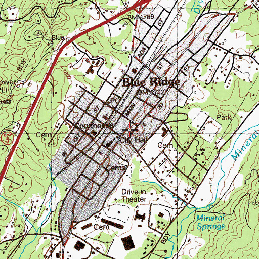 Topographic Map of Blue Ridge, GA