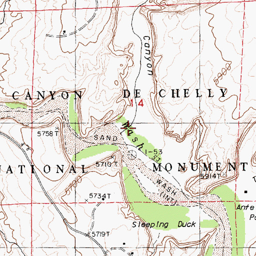 Topographic Map of Cottonwood Canyon, AZ