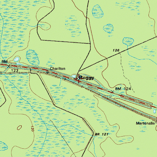 Topographic Map of Boggy, GA