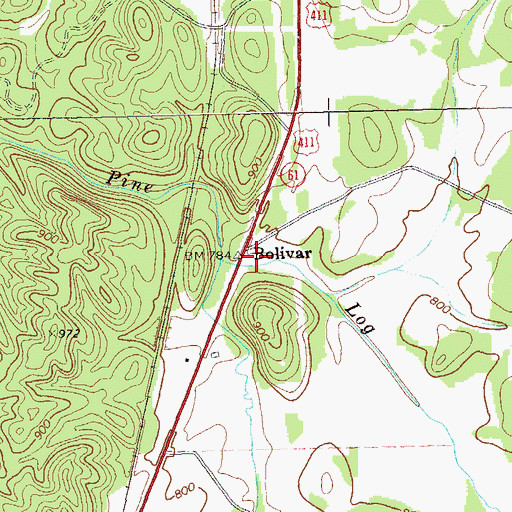 Topographic Map of Bolivar, GA