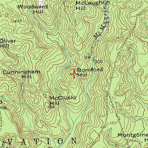 Topographic Map of Bomford Hill, GA
