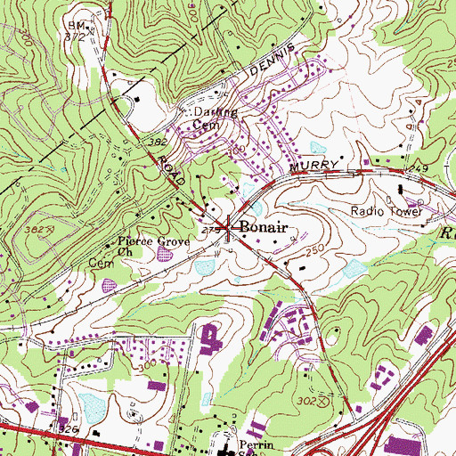 Topographic Map of Bonair, GA