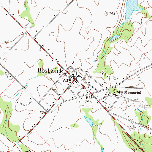 Topographic Map of Bostwick, GA