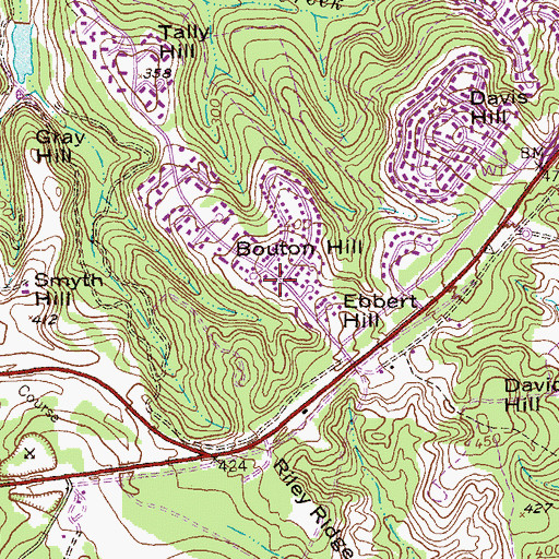 Topographic Map of Bouton Hill, GA