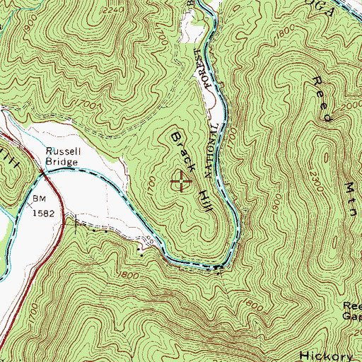 Topographic Map of Brack Hill, GA