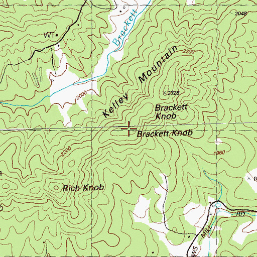 Topographic Map of Brackett Knob, GA