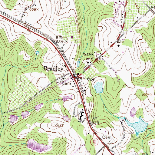 Topographic Map of Bradley, GA