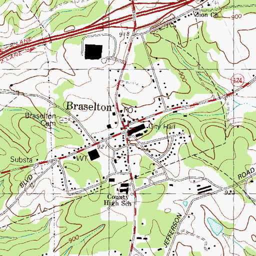 Topographic Map of Braselton, GA