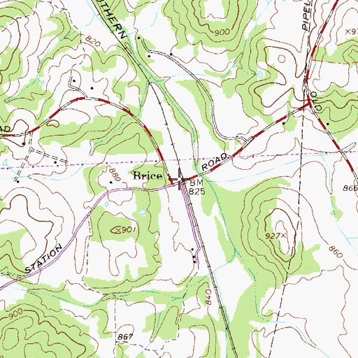 Topographic Map of Brice, GA