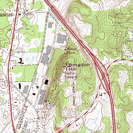 Topographic Map of Brogdon Hill, GA