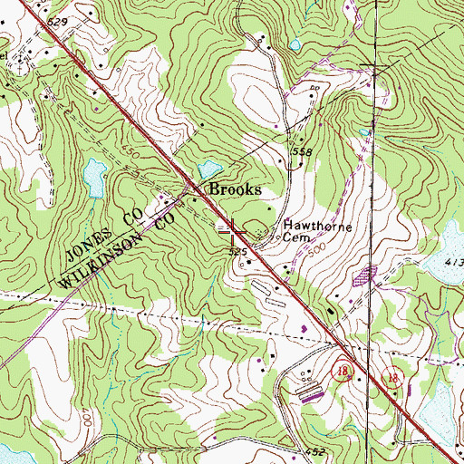 Topographic Map of Brooks, GA