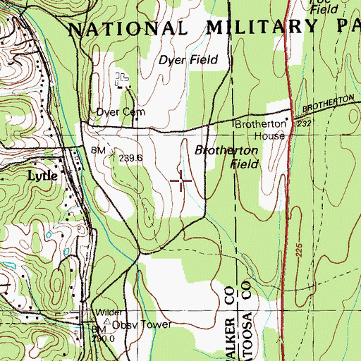 Topographic Map of Brotherton Field, GA