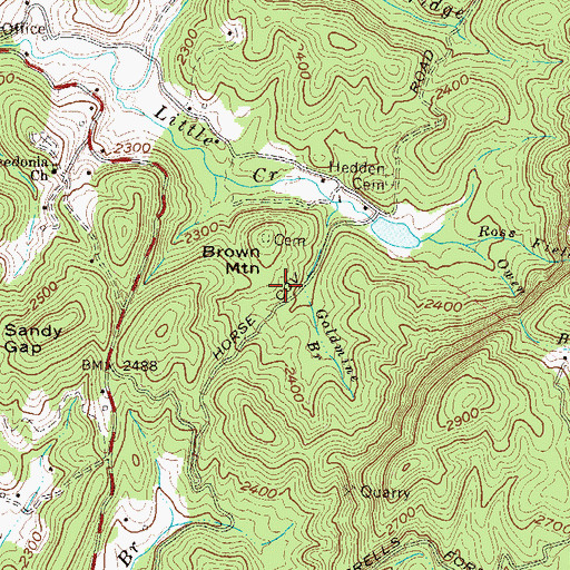 Topographic Map of Brown Mountain, GA