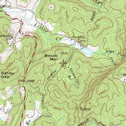 Topographic Map of Brown Mountain, GA