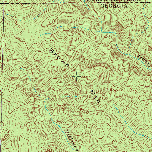 Topographic Map of Brown Mountain, GA