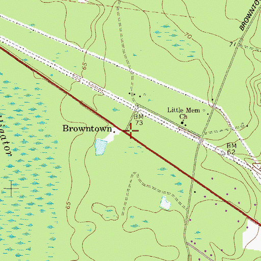 Topographic Map of Browntown, GA