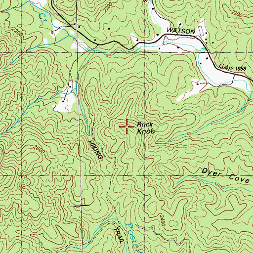 Topographic Map of Buck Knob, GA