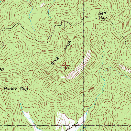 Topographic Map of Buck Knob, GA