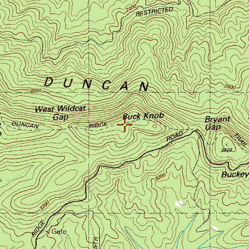 Topographic Map of Buck Knob, GA