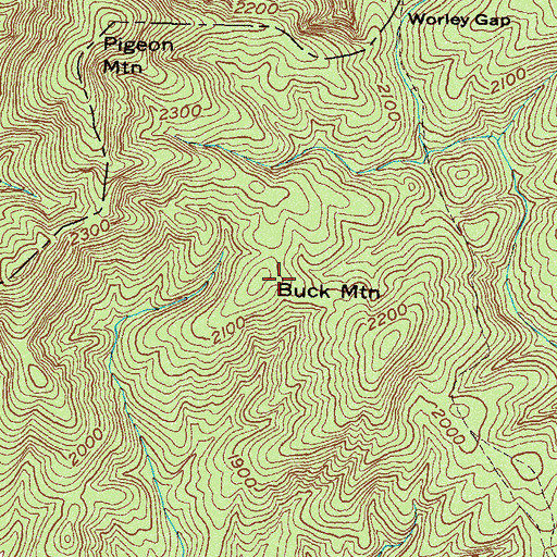 Topographic Map of Buck Mountain, GA