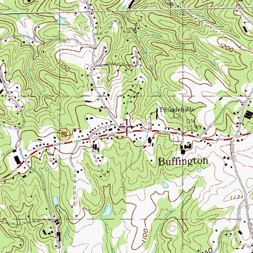 Topographic Map of Buffington, GA