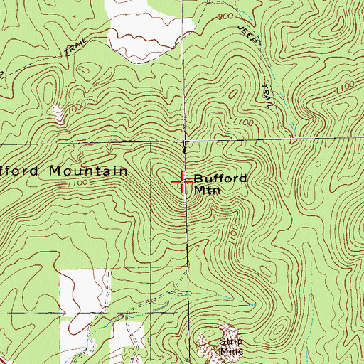 Topographic Map of Bufford Mountain, GA