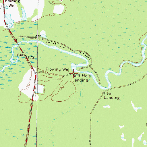 Topographic Map of Bull Hole Landing, GA