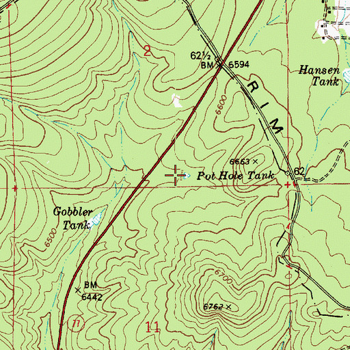 Topographic Map of Pot Hole Tank, AZ