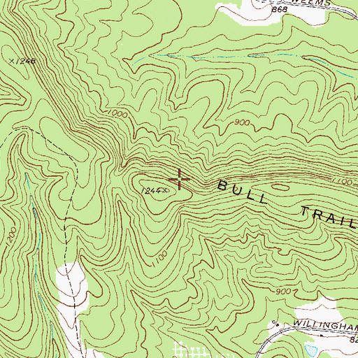 Topographic Map of Bull Trail Mountain, GA