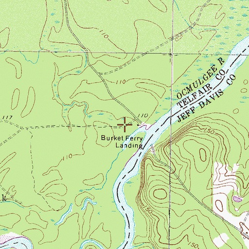 Topographic Map of Burket Ferry Landing, GA