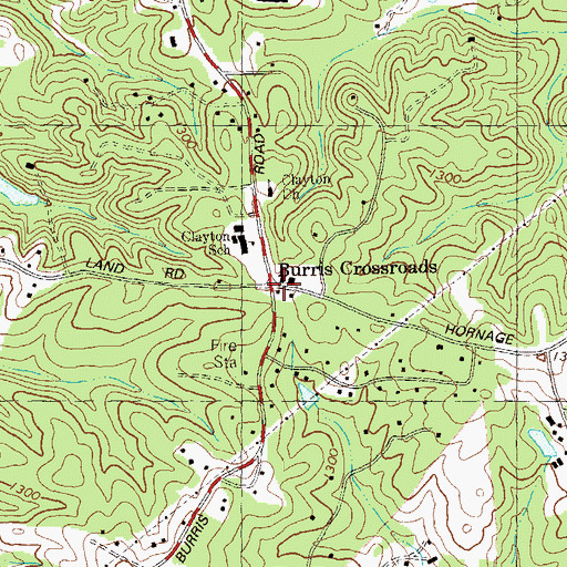 Topographic Map of Burris Crossroads, GA