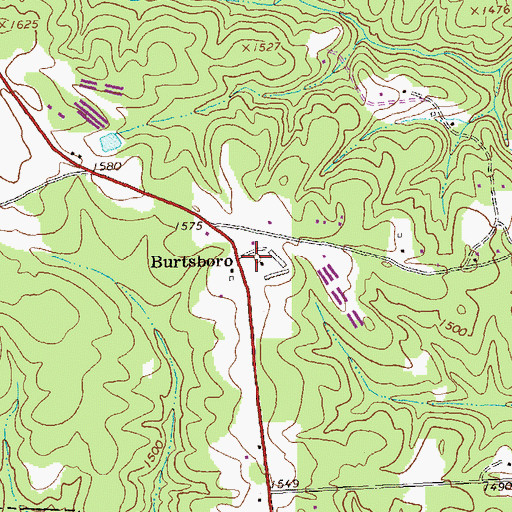 Topographic Map of Burtsboro, GA