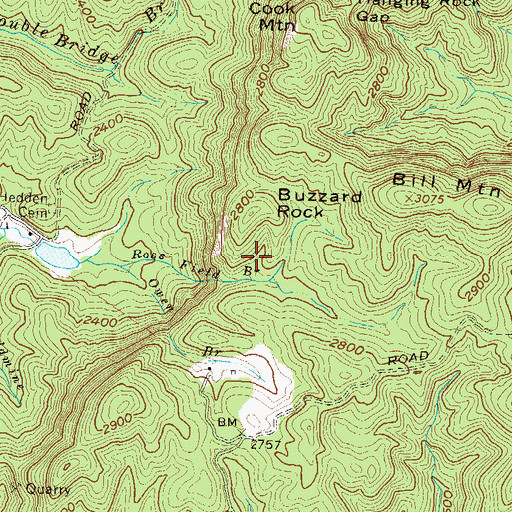 Topographic Map of Buzzard Rock, GA