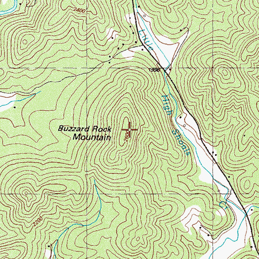 Topographic Map of Buzzard Rock Mountain, GA