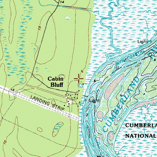 Topographic Map of Cabin Bluff, GA