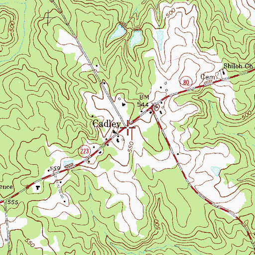 Topographic Map of Cadley, GA