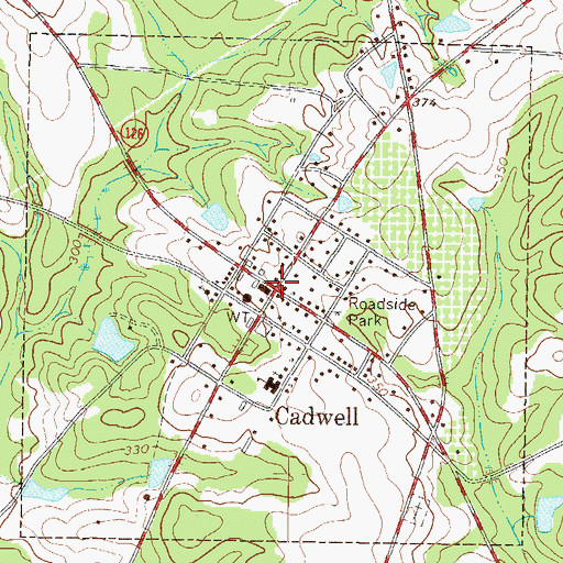 Topographic Map of Cadwell, GA