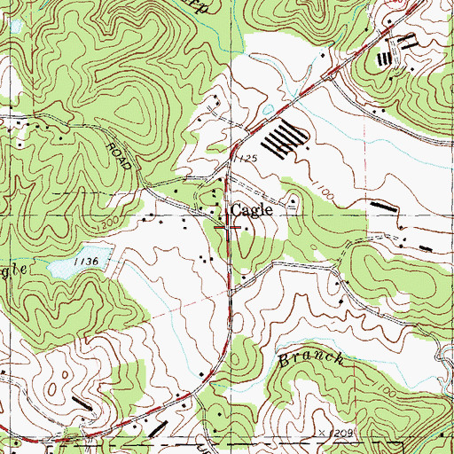 Topographic Map of Cagle, GA
