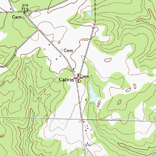 Topographic Map of Calvin, GA