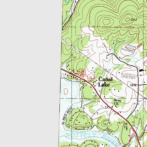 Topographic Map of Canal Lake, GA