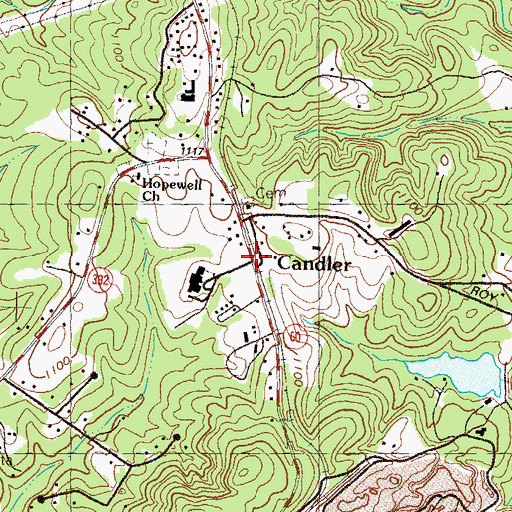 Topographic Map of Candler, GA