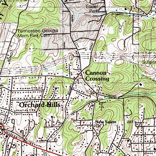 Topographic Map of Cannon Crossing, GA
