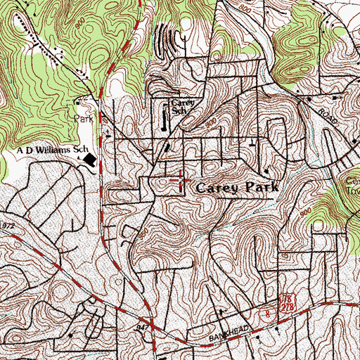 Topographic Map of Carey Park, GA