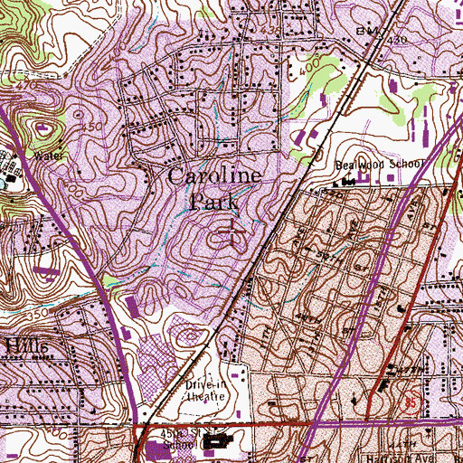 Topographic Map of Caroline Park, GA