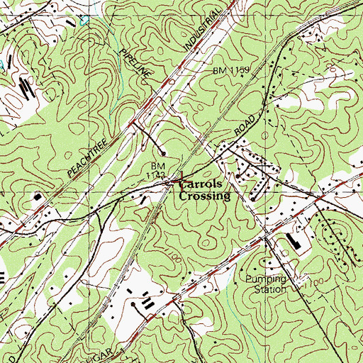 Topographic Map of Carrols Crossing, GA