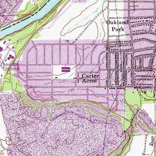 Topographic Map of Carter Acres, GA