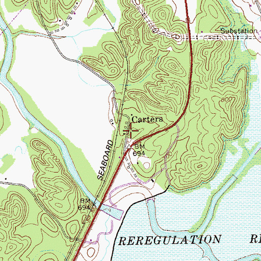 Topographic Map of Carters, GA