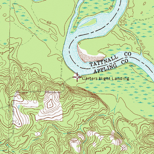 Topographic Map of Carters Bight Landing, GA